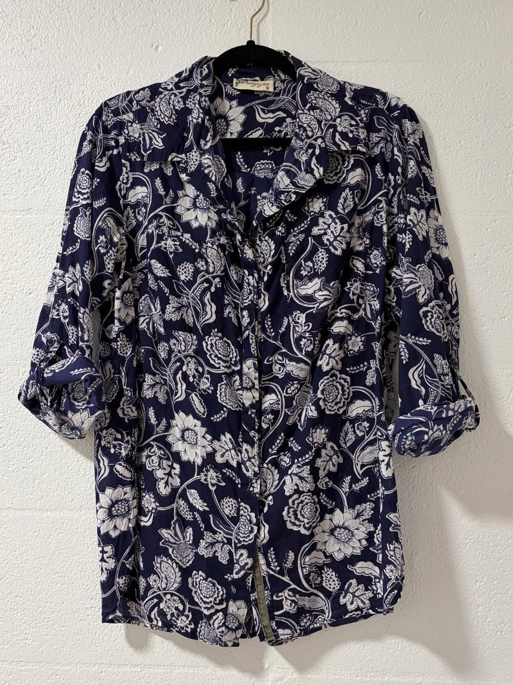Navy Floral Button-Up Shirt